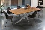 Esstisch Baumkante Holz Nussbaum-Optik 200 x 100 Spider-Gestell silber JOSY