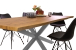 Esstisch Baumkante Holz Nussbaum-Optik 200 x 100 Spider-Gestell silber JOSY