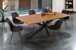 Esstisch Baumkante Holz-Optik Wildeiche 200 x 100 Spider-Gestell schwarz JOSY