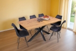 Esstisch Baumkante Holz-Optik Wildeiche 160 x 85 Spider-Gestell schwarz JOSY