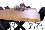 Esstisch Baumkante Holz-Optik Wildeiche 160 x 85 Spider-Gestell schwarz JOSY