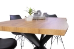 Esstisch Baumkante Holz-Optik Wildeiche 140 x 80 Spider-Gestell schwarz JOSY