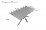 Esstisch Baumkante Holz-Optik Wildeiche 140 x 80 Spider-Gestell schwarz JOSY
