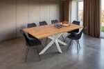 Esstisch Baumkante Holz Wildeiche-Optik 180 x 90 Spider-Gestell weiß JOSY