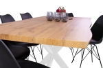 Esstisch Baumkante Holz Wildeiche-Optik 180 x 90 Spider-Gestell weiß JOSY