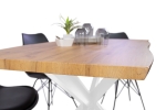 Esstisch Baumkante Holz Wildeiche-Optik 120 x 80 Spider-Gestell weiß JOSY