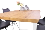 Esstisch Baumkante Holz-Optik Wildeiche 140 x 80 U-Gestell weiß JOSY