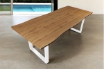 Esstisch Baumkante Holz-Optik Wildeiche 240 x 100 U-Gestell weiß JOSY