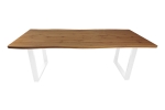 Esstisch Baumkante Holz-Optik Wildeiche 240 x 100 U-Gestell weiß JOSY