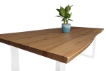 Esstisch Baumkante Holz-Optik Wildeiche 240 x 100 U-Gestell weiß JOSY