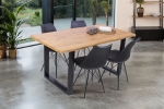 Esstisch Baumkante Holz Wildeiche-Optik 160 x 85 U-Gestell schwarz JOSY