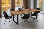 Esstisch Baumkante Holz Wildeiche-Optik 220 x 100 U-Gestell schwarz JOSY