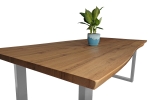 Esstisch Baumkante Holz-Optik Wildeiche 240 x 100 U-Gestell silber JOSY