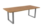 Esstisch Baumkante Holz-Optik Wildeiche 220 x 100 U-Gestell silber JOSY