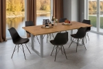 Esstisch Baumkante Holz-Optik Wildeiche 220 x 100 U-Gestell silber JOSY