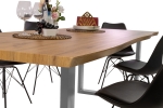 Esstisch Baumkante Holz-Optik Wildeiche 220 x 100 U-Gestell silber JOSY