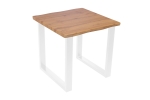 Esstisch Baumkante Holz-Optik Wildeiche 80 x 80 U-Gestell weiß JOSY
