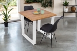 Esstisch Baumkante Holz-Optik Wildeiche 80 x 80 U-Gestell weiß JOSY
