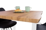 Esstisch Baumkante Holz-Optik Wildeiche 80 x 80 U-Gestell weiß JOSY