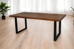 Esstisch Baumkante massiv Mango honigfarben 180 x 90 U-Gestell schwarz CALI