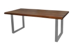 Esstisch Baumkante massiv Mango honigfarben 200 x 100 U-Gestell silber CALI