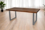 Esstisch Baumkante massiv Mango honigfarben 200 x 100 U-Gestell silber CALI