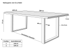 Esstisch Baumkante massiv Mango honigfarben 200 x 100 U-Gestell silber CALI