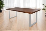 Esstisch Baumkante massiv Mango honigfarben 240 x 100 U-Gestell silber CALI