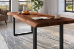 Esstisch Baumkante massiv Akazie nussbaumfarben 240 x 110 U-Gestell Metall schwarz TITAN