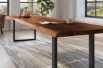 Esstisch Baumkante massiv Akazie nussbaumfarben 300 x 120 U-Gestell Metall schwarz TITAN
