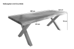 Esstisch Baumkante massiv Akazie natur 200 x 110 X-Gestell Metall schwarz TITAN