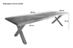 Esstisch Baumkante massiv Akazie natur 320 x 120 X-Gestell Metall schwarz TITAN