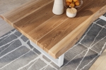 Esstisch Baumkante massiv Akazie natur 240 x 120 U-Gestell Metall weiß TITAN
