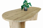 Esstisch 204 x 90 cm Holz Wildeiche-Optik gerade Kante oval V-Gestell OVI