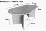 Esstisch 204 x 90 cm Holz Wildeiche-Optik gerade Kante oval V-Gestell OVI