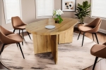 Esstisch 160 x 90 cm Holz Wildeiche-Optik gerade Kante oval V-Gestell OVI