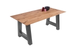 Esszimmertisch Schweizer Kante eckig massiv & geölt Eiche 180x90 silber A-Gestell Lotte