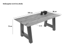 Esszimmertisch Schweizer Kante eckig massiv & geölt Eiche 180x90 silber A-Gestell Lotte