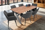 Esszimmertisch Schweizer Kante eckig massiv & geölt Eiche 200x100 silber X-Gestell Lotte