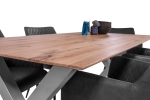 Esszimmertisch Schweizer Kante eckig massiv & geölt Eiche 200x100 silber X-Gestell Lotte