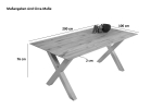 Esszimmertisch Schweizer Kante eckig massiv & geölt Eiche 200x100 silber X-Gestell Lotte