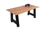 Esszimmertisch Schweizer Kante eckig massiv & geölt Eiche 200x100 schwarz A-Gestell Lotte