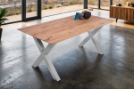 Esszimmertisch Schweizer Kante eckig massiv & geölt Eiche 180x90 silber X-Gestell Lotte