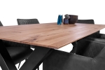 Esszimmertisch Schweizer Kante eckig massiv & geölt Eiche 200x100 schwarz X-Gestell Lotte