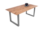 Esszimmertisch Schweizer Kante eckig massiv & geölt Eiche 180x90 silber U-Gestell Lotte