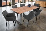 Esszimmertisch Schweizer Kante eckig massiv & geölt Eiche 180x90 silber U-Gestell Lotte