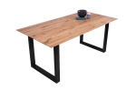 Esszimmertisch Schweizer Kante eckig massiv & geölt Eiche 200x100 schwarz U-Gestell Lotte
