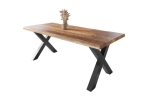 Esstisch Baumkante massiv Mango rough 240 x 100 X-Gestell schwarz ATLAS