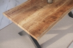 Esstisch Baumkante massiv Mango rough 220 x 100 X-Gestell schwarz ATLAS