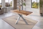 Esstisch Baumkante massiv Mango rough 160 x 85 Spider-Gestell silber ATLAS